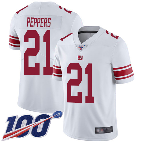 Men New York Giants #21 Jabrill Peppers White Vapor Untouchable Limited Player 100th Season Football NFL Jersey->new york giants->NFL Jersey